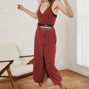 Urban Outfitters Button-Down Linen Midi Dress